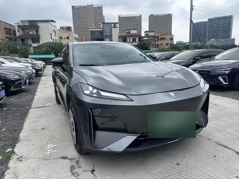 A black 2024 Deepal S07 photographed in the yard where it is held in Foshan