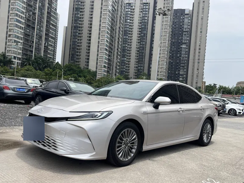 2024 Toyota Camry Hybrid, front three-quarter view, photographed in the yard in Foshan